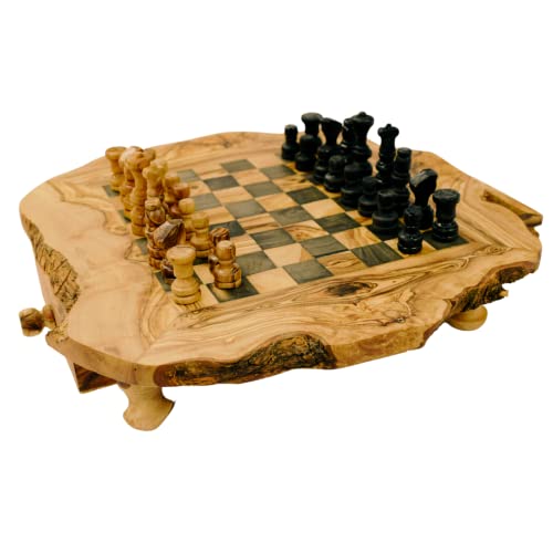 GARTIAM - Jeux d'échecs en Bois d'olivier fabriqué à la Main avec pièces d'échecs - Différentes Tailles et Couleurs (25 - 27 cm, Noir) Cover