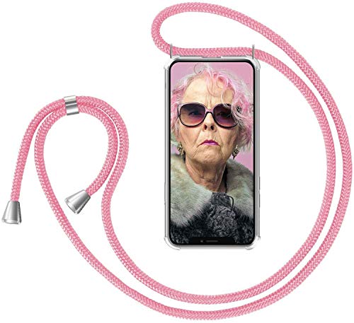 Carcasa con cordón para Huawei P30 Pro Silicona Airbags Transparente (Rosa)