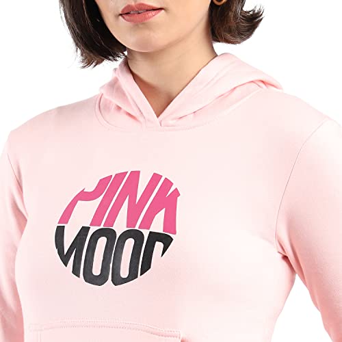 Image of PINACOLADA Women's Cotton Solid Printed Sweatshirt with Hoodie, Regular Fit for Casual Wear Full Sleeve Sweatshirt Crafted with Comfort Fit and High-Performance for Everyday Wear