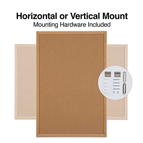 Staples Cork Bulletin Board, 3 x 2 Feet, Oak Frame, Vertical or Horizontal Mount, Self-Healing Surface