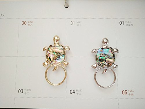 Image of Gold Sea Turtle Natural Abalone Shell Clip Eyeglass Holder Brooch Jewelry