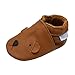 YIHAKIDS Chaussures Bébé Filles Garçons Cuir Souple Enfant Chaussons Cuir Doux Chaussures Premiers Pas Chien de Dessin animé Size M(Marron,6-12 Mois,21/22 EU)