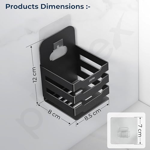 Image of Plantex Self Adhesive Tumbler Holder for Barthroom /Stainless Steel Toothbrush Holder /Toothpaste Stand /Bathroom Accessories - Pack of 1 (1252, Black)