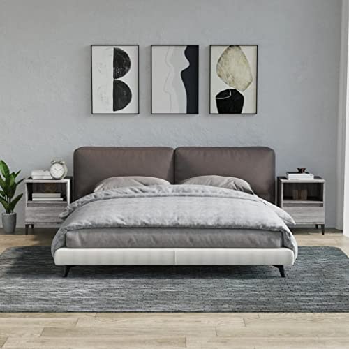 Tables de chevet en bois gris Sonoma lot de 2 design industriel chic et pieds métalliques