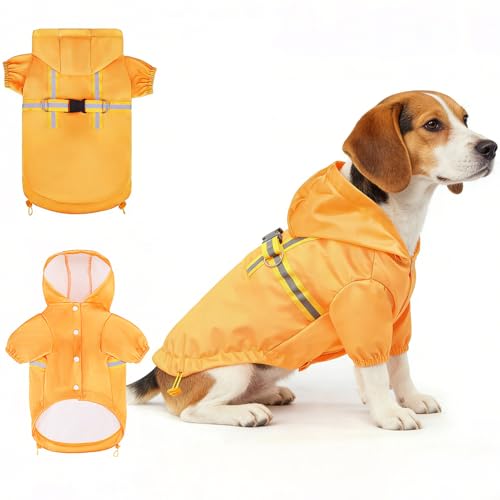 Image of BEAUTYZOO Dog Raincoats for Large Dogs, Waterproof Rain Jacket with Hood