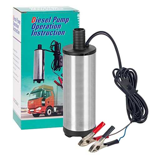 DC 12V 51mm Bomba Diesel Bomba de Aceite Bombas Sumergibles con Malla Filtrante,30L/min Bomba de Combustible de Acero Inoxidable Bomba Eléctrica de Transferencia de Combustible Bomba de Agua