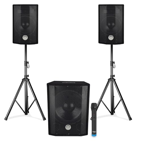 Pack Sono triphonique BM Bmsonic 1208, Caisson bi-amplifié 1000W - USB Bluetooth, 30cm, 2 SAT 8