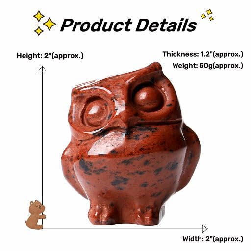 Estatua búho de piedra natural tallada a mano 4 cm miniatura 5