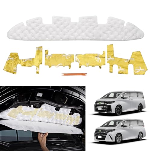 Cartist 新型 アルファード ヴェルファイア 40系 エンジン エンジンフード 防音パッド 吸音綿 断熱防音綿 エンジン音低減 騒音対策 車種専用設計 ALPHARD VELLFIRE スポンジパネル 遮音マット 隔热棉 断熱材 紫外線カット 凍結防止カバー カスタム 内装パーツ アクセサリー アルミ箔制振シート付き 装着簡単 (白色 金色, アルファード ヴェルファイア 40系)