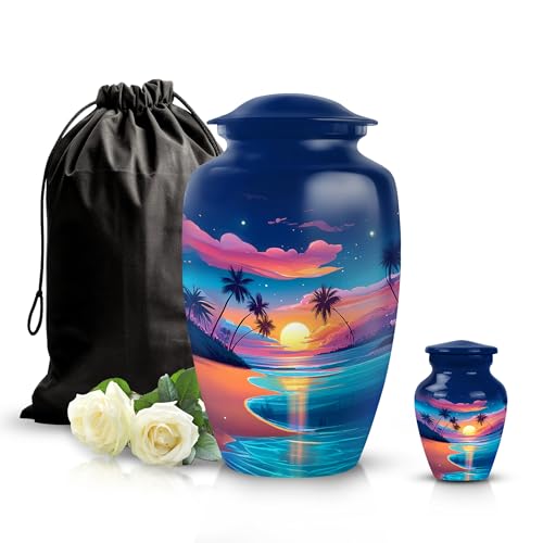 Image of Beach Urn Unique Urn for Human Ashes 1 Large & 1 Small | Decorative for Mom & Dad, Small Keepsake Urns