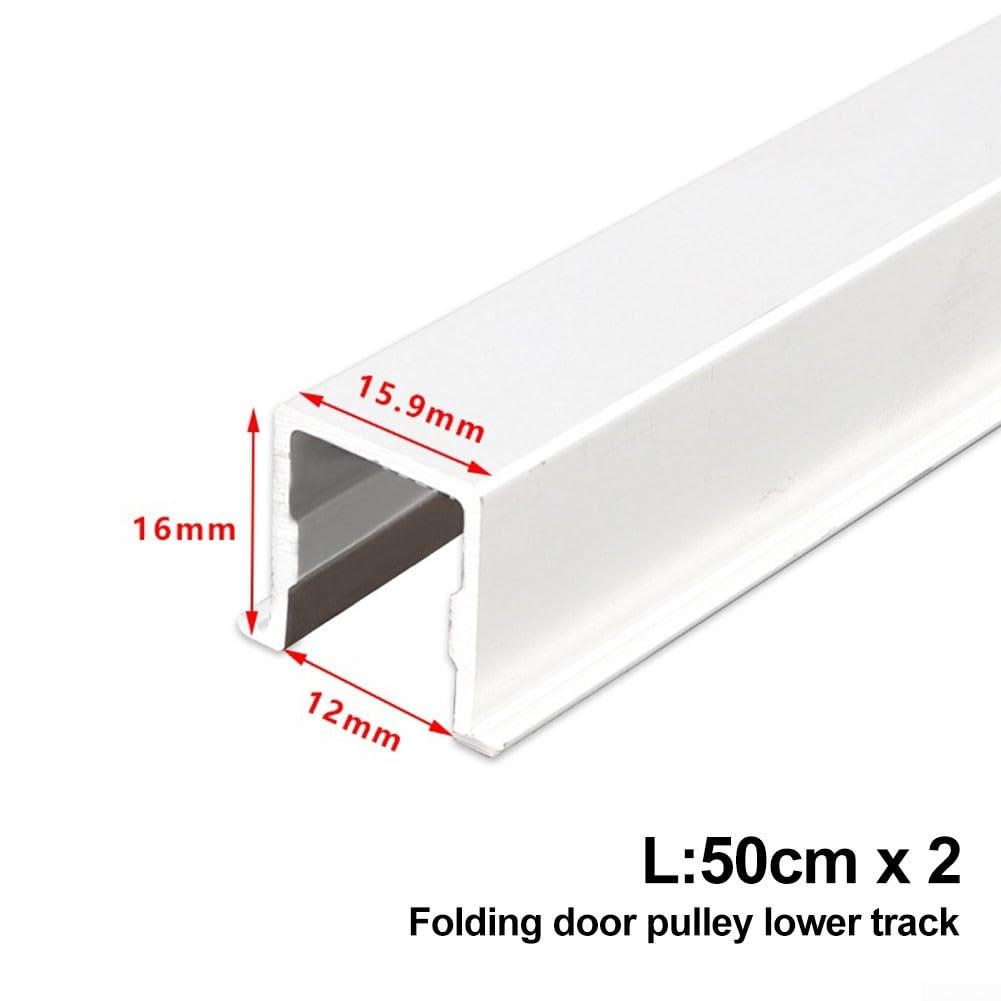 Rails de Coulisse pour Porte Pliante en Alliage d'Aluminium, Système Supérieur et Inférieur avec Rouleaux Pivotants, Charge Max 60kg, Glissement Fluide et Silencieux