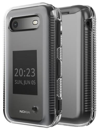 Nakedcellphone Clear Case for Nokia 2780 2760 Flip Phone, Transparent Hard Shell Slim Cover (Screen Protection, Textured Grip)