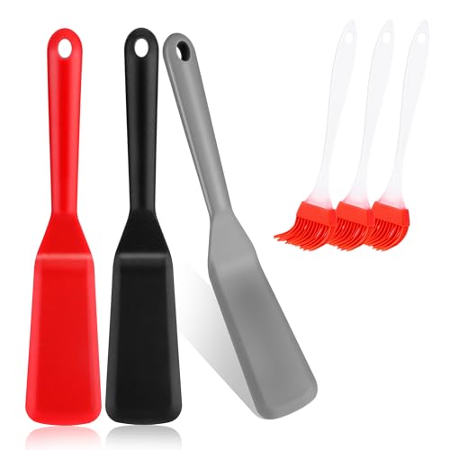 3 Espátulas Silicona Cocina de Grado Alimenticio Utensilios de Cocina, para Mezclar, Hornear y Cocina, No Tóxico, Antiadherente, Sin BPA Resistente al Calor