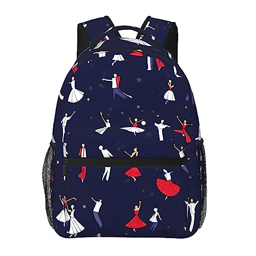 Sac à dos de voyage imprimé danse de salon unisexe pour école et loisirs