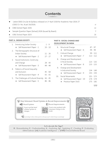 Image of Oswaal CBSE Class 12 Sociology Question Bank | Chapter & Topic-wise Solved Papers (2017-2026) | Based on Syllabus (April 2026) | Includes 2026 Papers | For 2027 Exam