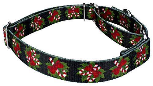 Country Brook Petz - Black Candy Cane Martingale Dog Collar - Christmas Collection With 19 Festive Designs (1 Inch, Medium) #TOP2