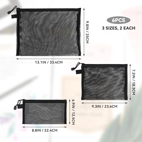 Set de 6 bolsas de malla con cierre negro miniatura 2