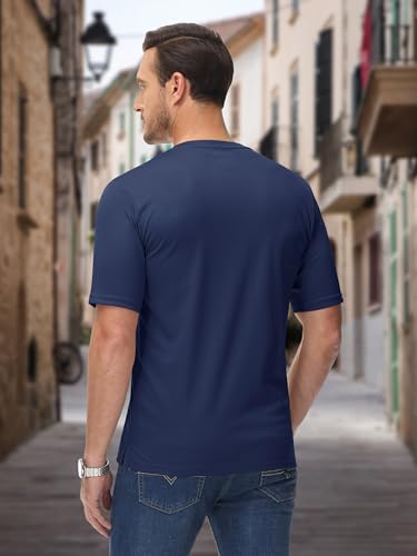 MAGCOMSEN Men's Henley Shirts Short Sleeve Casual Collarless Shirt Quick Dry Summer T-Shirts Golf Workout Tops4