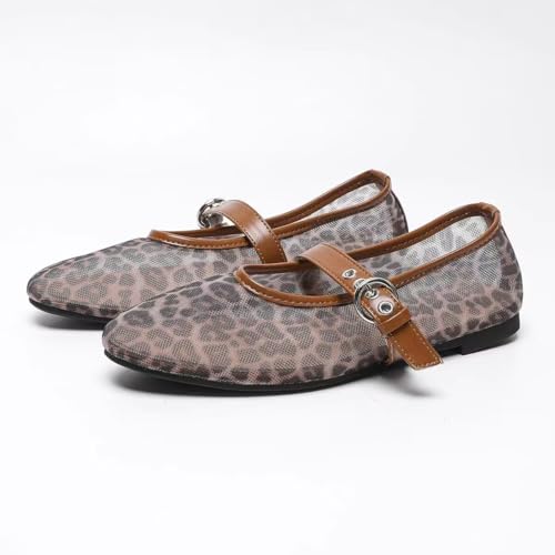 Women's Fashionable Leopard Print Mary Jane Flats, Casual Comfortable Breathable Square Toe Flat Shoes, Lightweight Comfortable Comfy Shoes for Daily Wear, Girl4