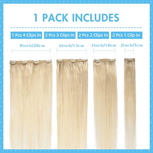 Neitsi 7Pcs Clip In Hair Extensions Real Human Hair,16Inch 80G Remy Real Hair Extensions Clip In Human Hair Clip In Extensions,Seamless Natural Hair Extensions Clip Ins For Women（Light Blonde） #TOP4