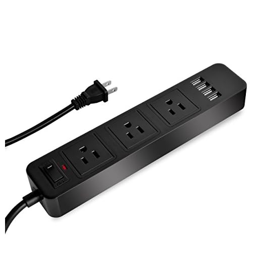 Power Strip Surge Protector 2 Prong with 3 Outlets and 4 USB Charging Ports 6.6 Ft Long Extension Cord for Smartphone Tablets Home Office Black