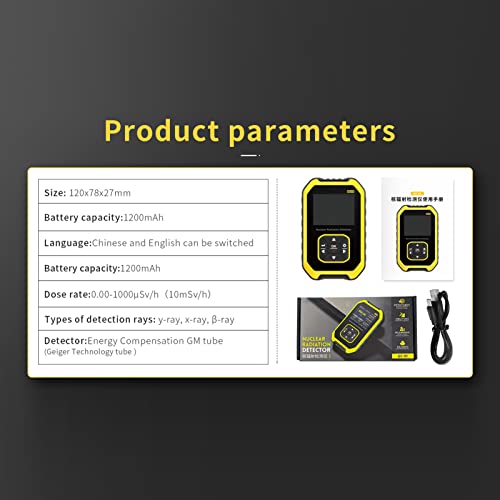 Detector de radiação nuclear Contador Geiger LCD portátil Medidor de radiação Dosímetro Raios X Raio