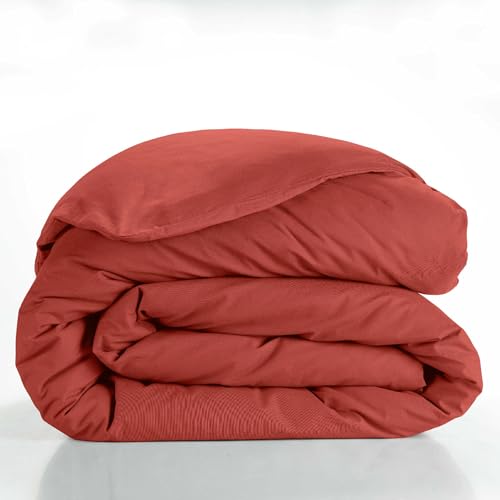 Douceur d'Intérieur, Housse de Couette (240 x 220 cm) Lina Terracotta, 100% Coton