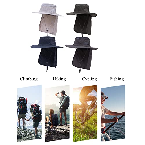 Jjzs Uv 50+ Sun Protection Hat For Men & Women, Wide Brim Bucket Hat For Outdoor Sport & Works Fishing Hat With Neck Flap Light Gray thumb #6