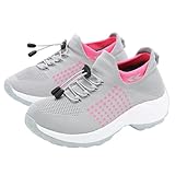 Women Dressy Comfortable Comfort Wear Shoes Orthopedic Sneakers Breathable Comfy Cloud Breathe Mesh Sock Fashion Sneakers Slip on Sneaker Ladies Athletic Shoe Orthowear Shoes Thick Bottom