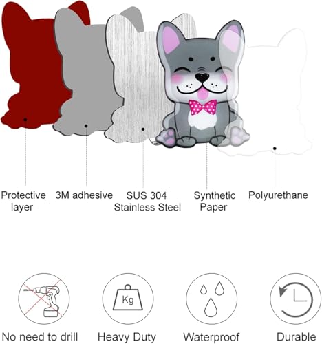 MORCART 4 Stück haken für kinderhandtuch Handtuchhaken Edelstahl Wandhaken für Küche Badezimmer Wohnzimmer zum Aufhängen an Handtuchhaltern (Hund)