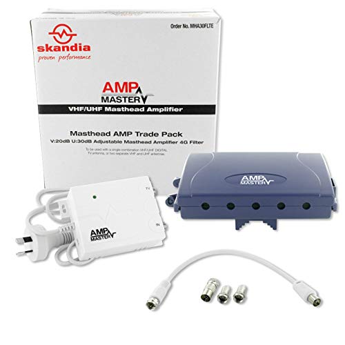 Amp Master Masthead Amplifier TV Antenna Booster with Power Supply