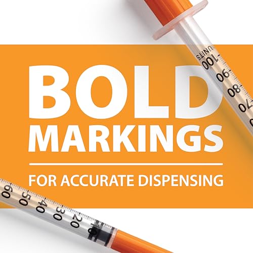 Image of Easy Touch Individually Wrapped 27 Gauge U-100 Insulin Syringes (27G 0.5cc 1 /2 inch) with 1 /2 inch Long Needle, 0.5cc (50 Unit Capacity), Bold Markings for Accurate Dosing, Disposable, Box of 100