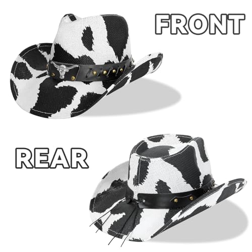 Image of WQWOVRVO Cowboy Hat,Cowgirl Hat,Western Cowboy Hats for Women /Mens /Straw Wide with Shapeable Brim Cowboy Hat for Womens