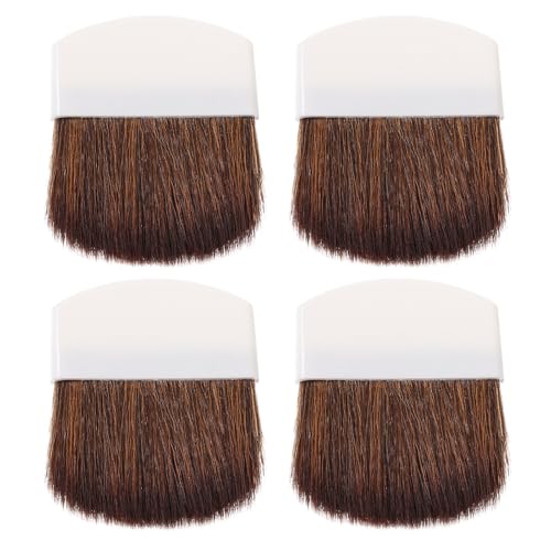 Garneck Brocha de Maquillaje 4 Piezas para Polvo Facial y Rubor Cerdas Suaves Marrón Mango Blanco Tamaño Mini Compacto Herramienta de Maquillaje para Mujer y Niñas Adecuado para Uso