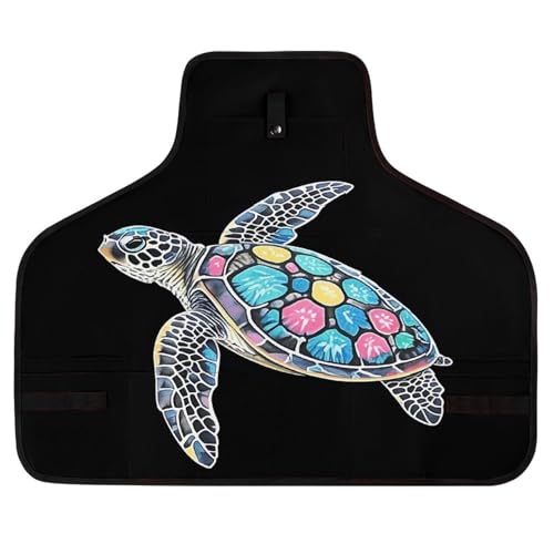 Delantal de trabajo con estampado de tortuga marina y 8 bolsillos miniatura 1