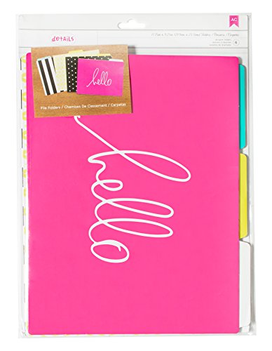 American Crafts 6 Piece Designer Desktop File Folders, Hello