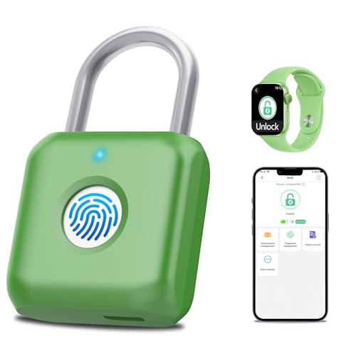 Keylesslife Smart Fingerprint Padlock, Locker Lock, APP Control, Small Padlock for Gym, School, Luggage, Backpack