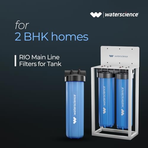 Image of WaterScience RIO Single Stage 20-Inch Mainline Hard Water Filter for Tank | Water Softener for Home | Applicable for 2BHK Home & Bathroom | Whole House Water Filter | Wall Mount - 2Y Warranty