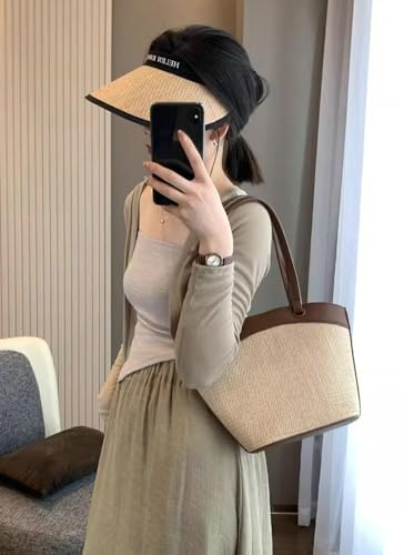 Straw Beach Tote for Women - French Retro Shoulder Bag, Summer Woven Tote, Travel Bag4