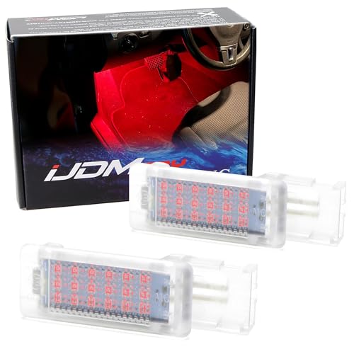 iJDMTOY Brilliant Red LED Compartment Glove Box or Footwell Lights Compatible with Volkswagen Jetta GTI Altas CC Eos, Powered by 3W 18-SMD LED Lights, Replace OEM Incandescent Lamps