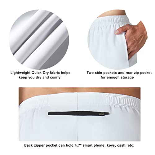 Image of EZRUN Men's 5 Inches Running Workout Shorts Quick Dry Lightweight Athletic Shorts with Liner Zipper Pockets