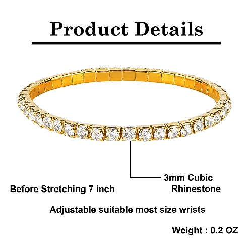 Zealmer Sparkle Multicolor Rhinestone Stackable Stretch Bracelets for Women2