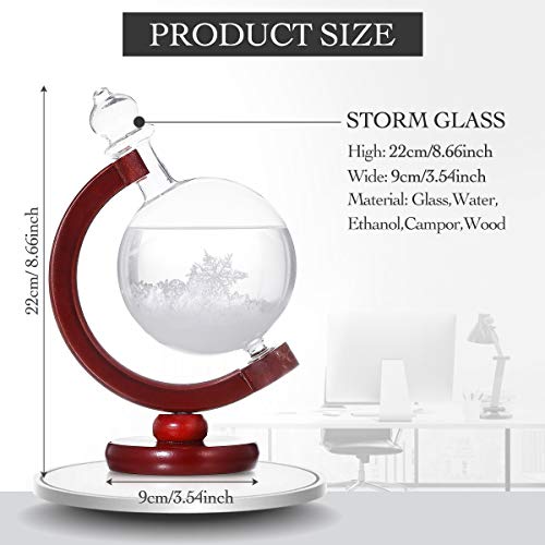 CAVEEN Storm Glass Weather Station - Creative Weather Predictor Globe Crystal Weather Forecaster with Wooden Base, Desktop Decorative Glass Bottle Home Decoration, Party Supply