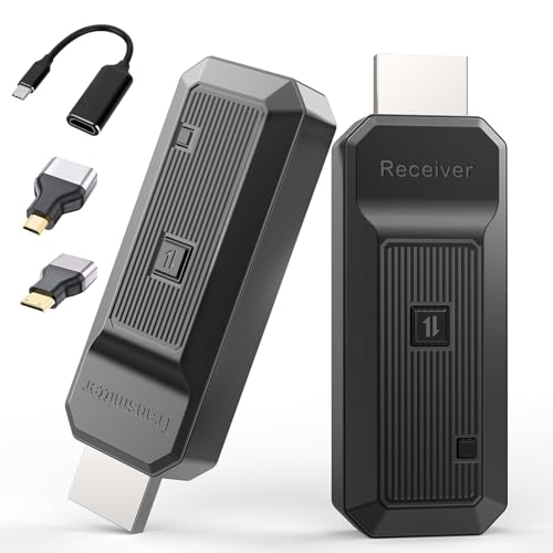 Image of Wireless HDMI Transmitter and Receiver, Auto-Pairing Portable Wireless HDMI Extender- 165Ft 4K Decode 1080P Output, Plug-and-Play for TV/Projector/PC/Conference Multi-Room setups and Home Theater