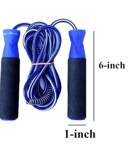 Image of Adjustable Skipping Rope for Men, Women & Kids | PVC Jumping Rope for Fitness, Cardio, Weight Loss & Home Workout | Durable Exercise Rope for Gym Training (Blue)