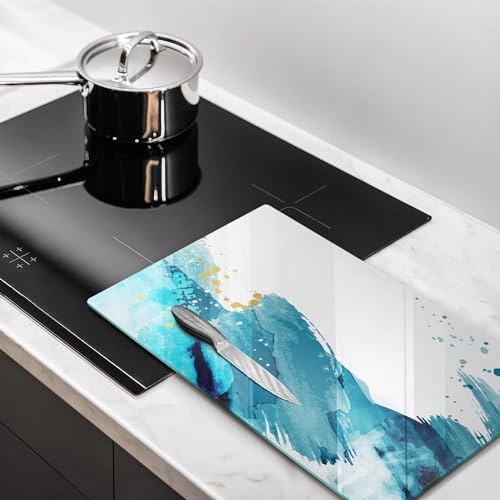 Planche à découper induction Wallfluent 30x52cm en matériau résistant taches bleues - 3