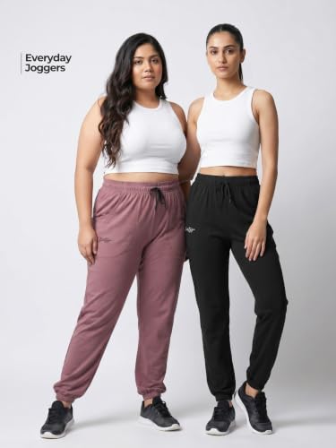 Image of Fflirtygo Cotton Solid Joggers /Track Pant /Solid Pajama /Leggings �100% Export Quality Soft Cotton Night Wear /Pocket Pyjama for Women Combo Pack of 2Pcs, Blue and Grey