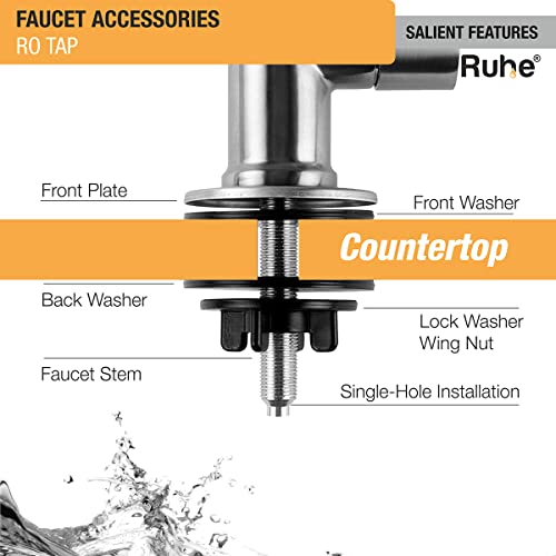 Image of RUHE RO Drinking Water Faucet| Premium Stainless Steel Kitchen Sink Faucet for Water Filtration Systems with Chrome Finish| Table Top Water Tap for Under Sink /Counter Water Purifier Set