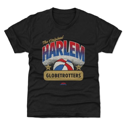 500 LEVEL Harlem Globetrotters Retro Arc Youth Shirt (Tri Black 6-7Y Small)