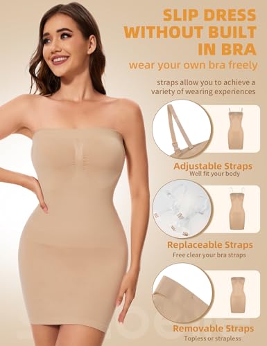 SLIMBELLE Women’s Strapless Shapewear Slip Tummy Control Dress Slip Seamless Full Body Shaper for Under Dresses3